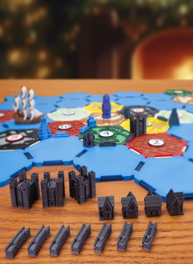 BKPrint3D Custom Civilizations for Catan Board Game | Replacement Player Sets | Settlers Pieces | Base Cities Settlements Roads | 3D Printed | (Britons Base Set) - Image 2